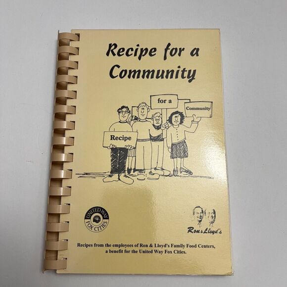 Vintage Cookbook Recipe for a Community from United Way Fox Cities Spiral Bound - Picture 1 of 16